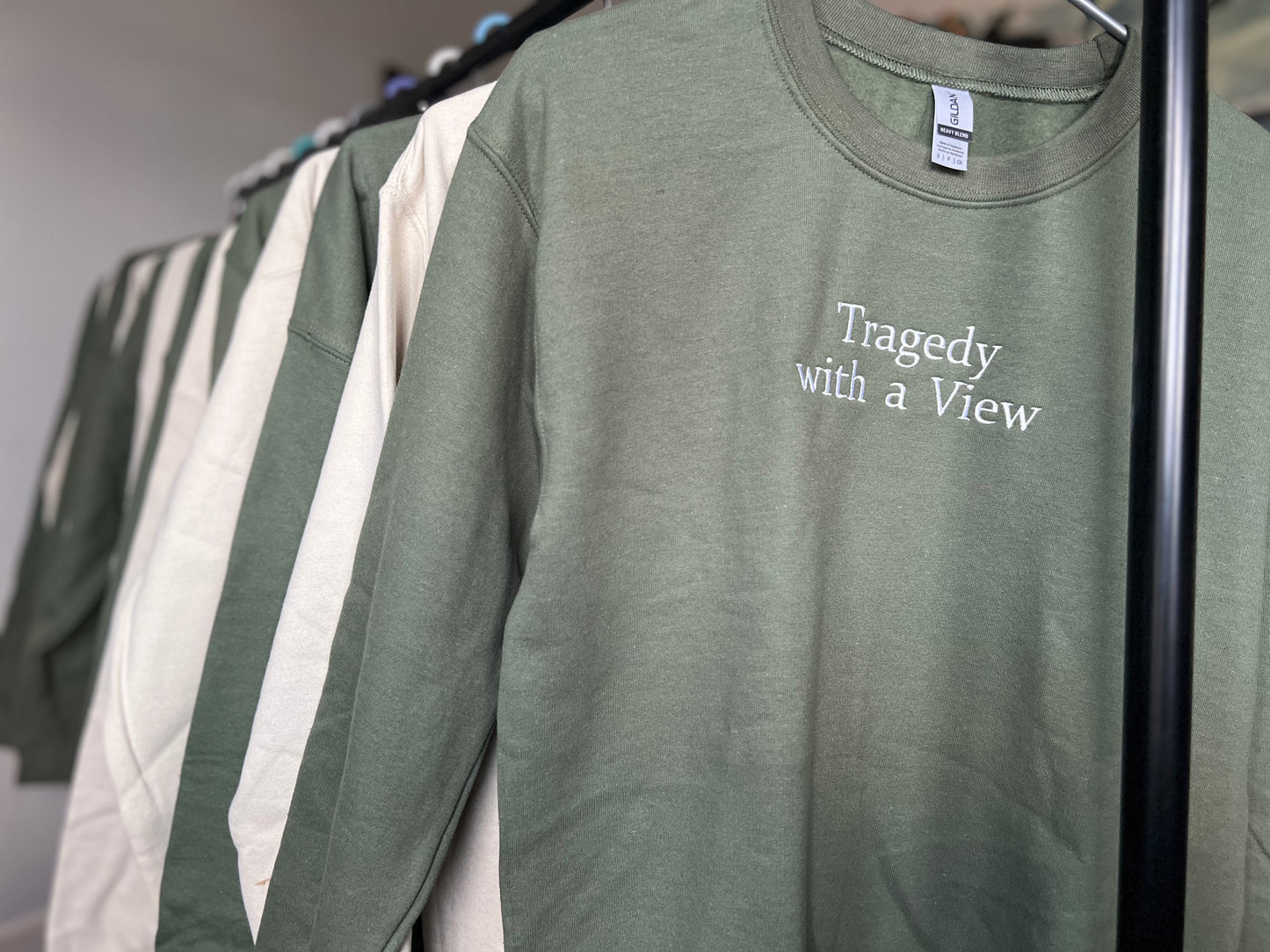 Embroidered Tragedy with a View - Crew Neck Sweatshirt