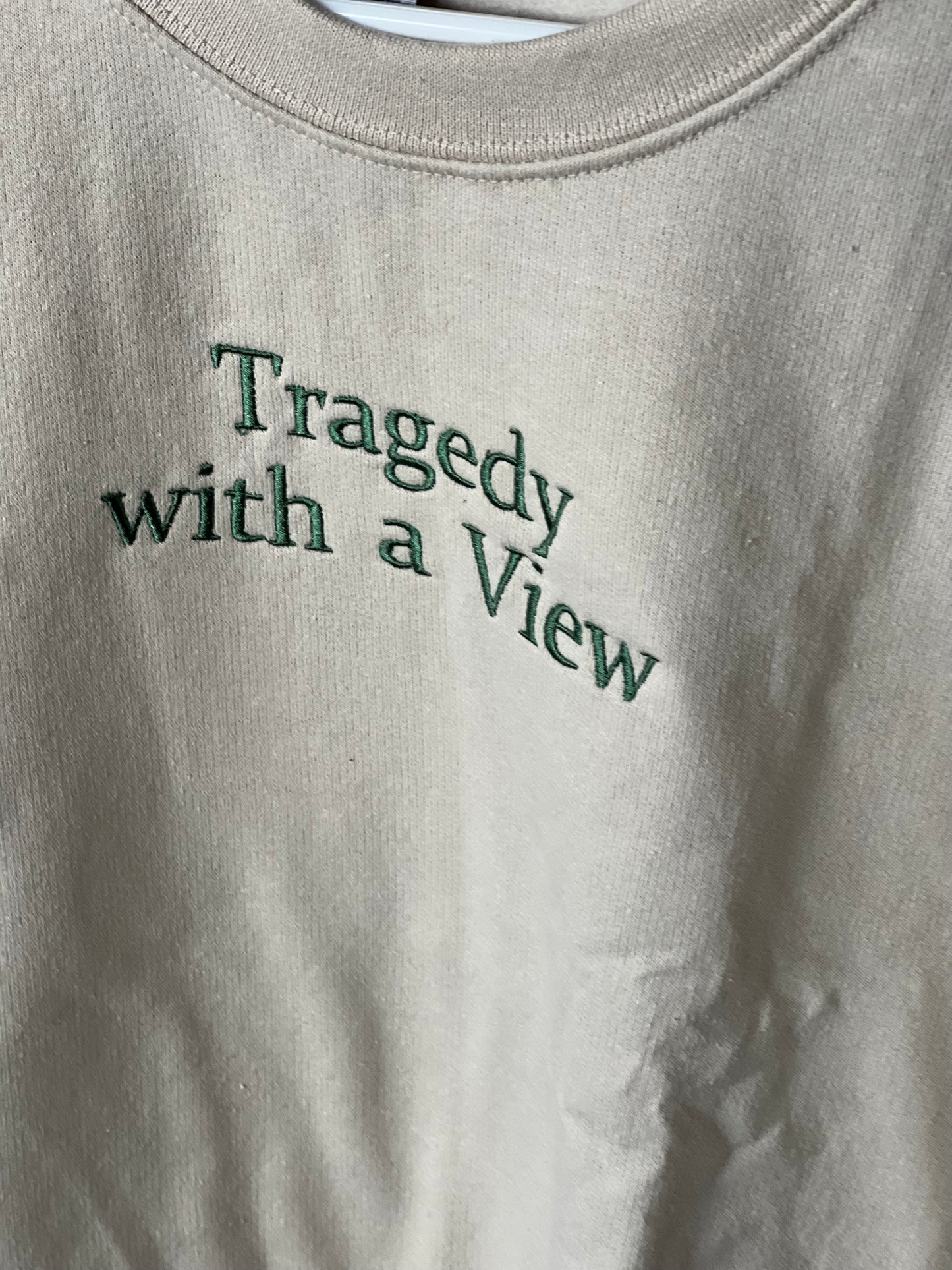 Embroidered Tragedy with a View - Crew Neck Sweatshirt