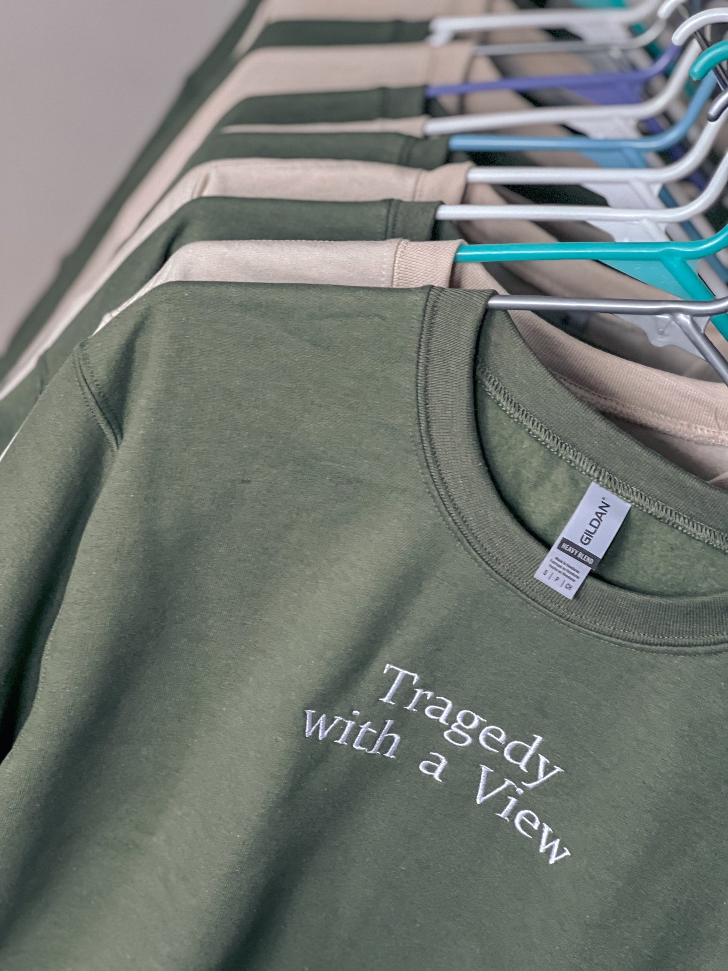 Embroidered Tragedy with a View - Crew Neck Sweatshirt