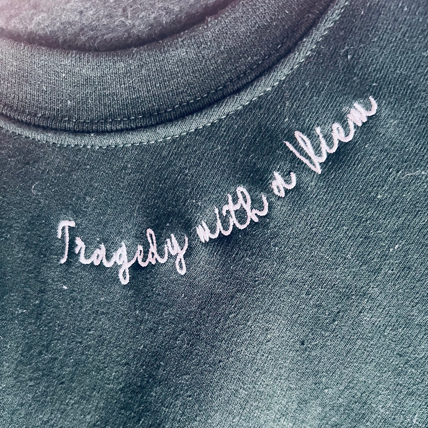 Embroidered Neck Line Crew Neck Sweatshirt