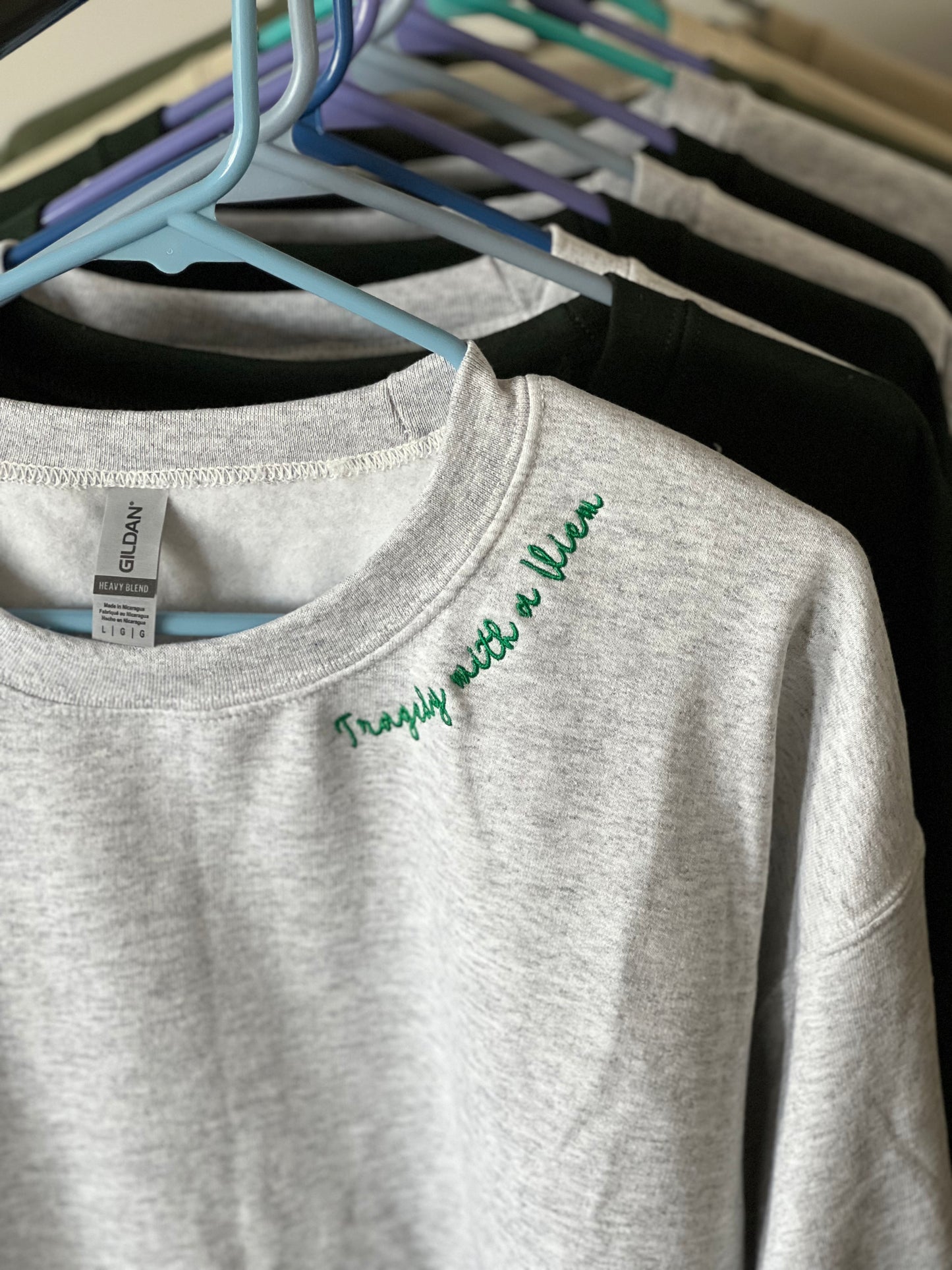 Embroidered Neck Line Crew Neck Sweatshirt