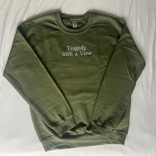 Embroidered Tragedy with a View - Crew Neck Sweatshirt