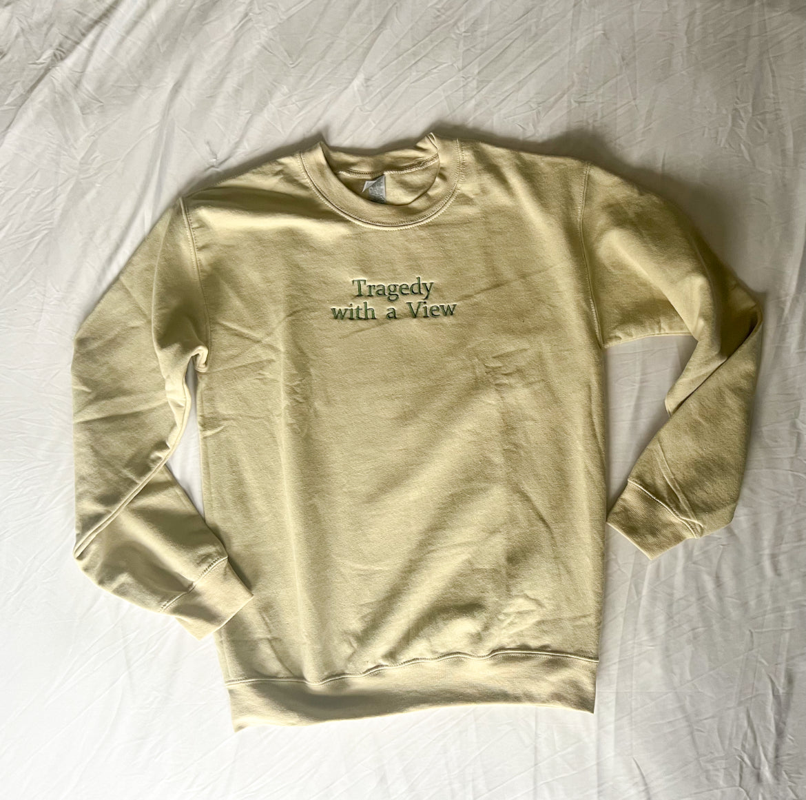 Embroidered Tragedy with a View - Crew Neck Sweatshirt